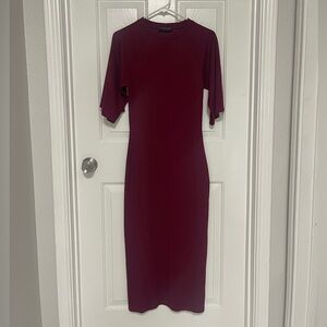 The Fifth Label Burgundy Midi Crewneck Dress